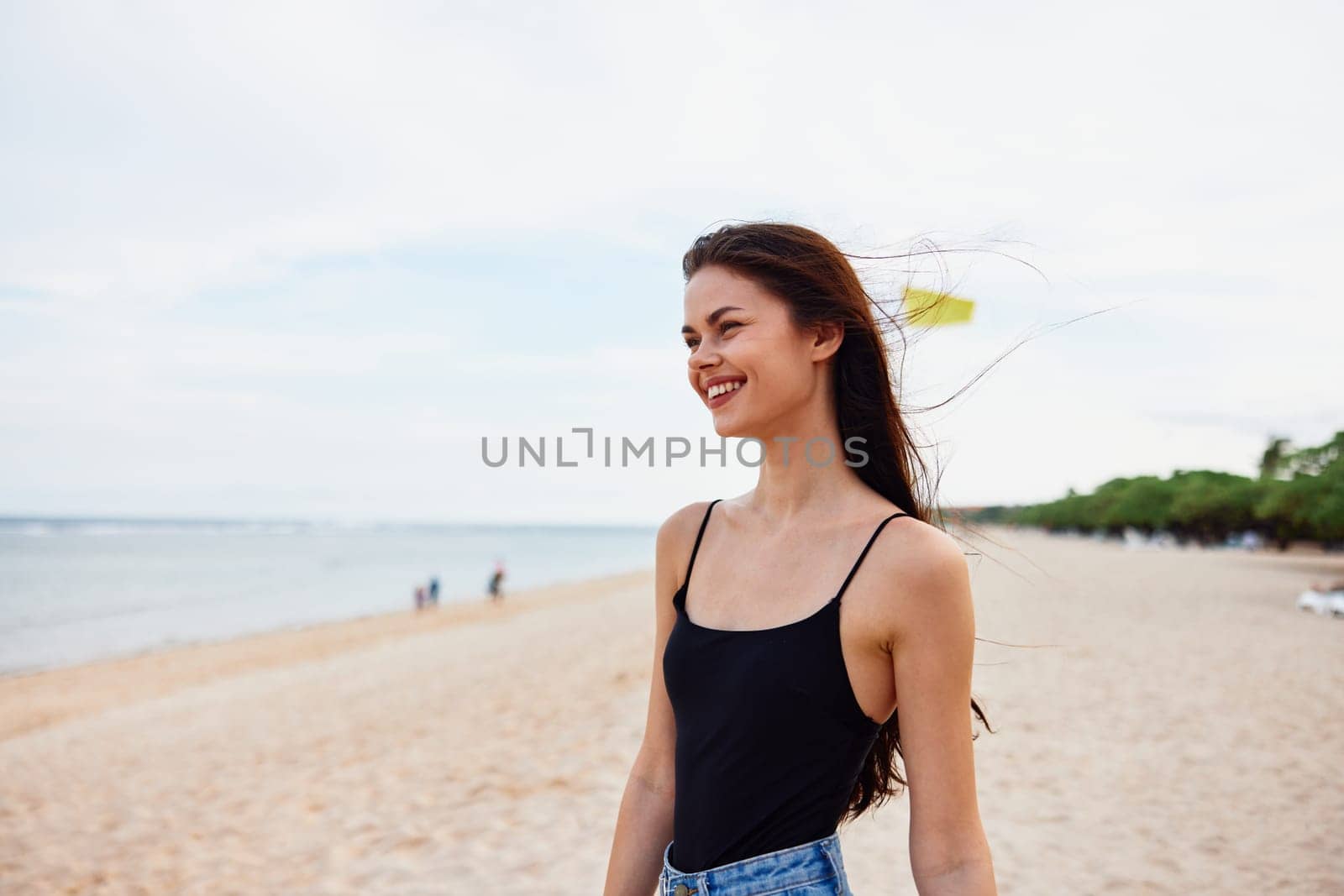 nature woman vacation sky beach sea young summer sand smile ocean by SHOTPRIME