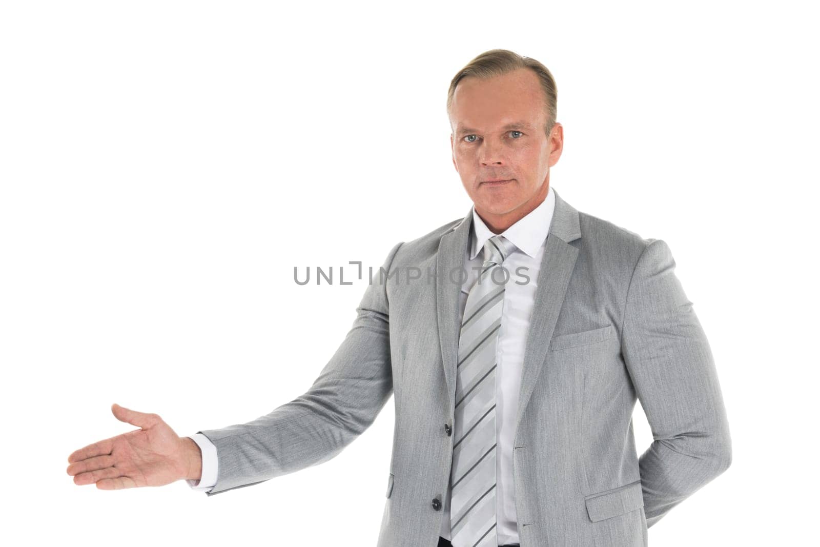 Businessman pointing with hand by Yellowj