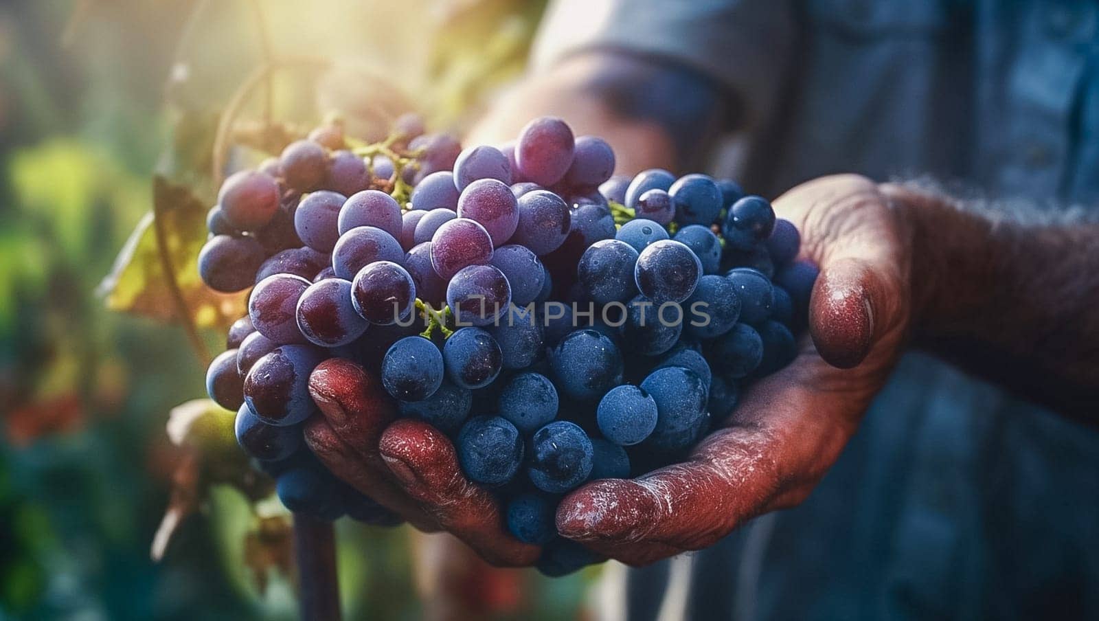 Harvest of grapes. Close-up. Generative AI. High quality illustration
