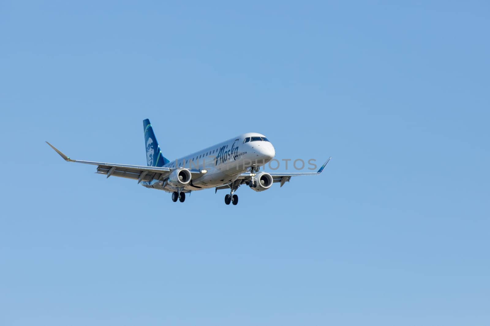 BOISE, IDAHO - May 23, 2023: Horizon flying as Alaska Airlines landing at the boise airport