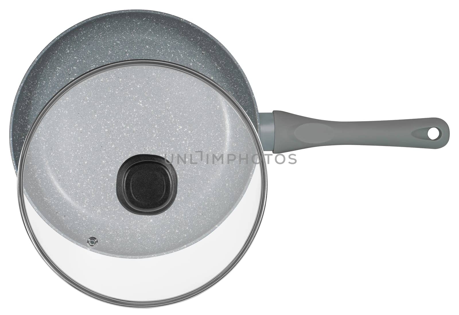 non-stick ceramic frying pan with glass lid, white in insulation by A_A