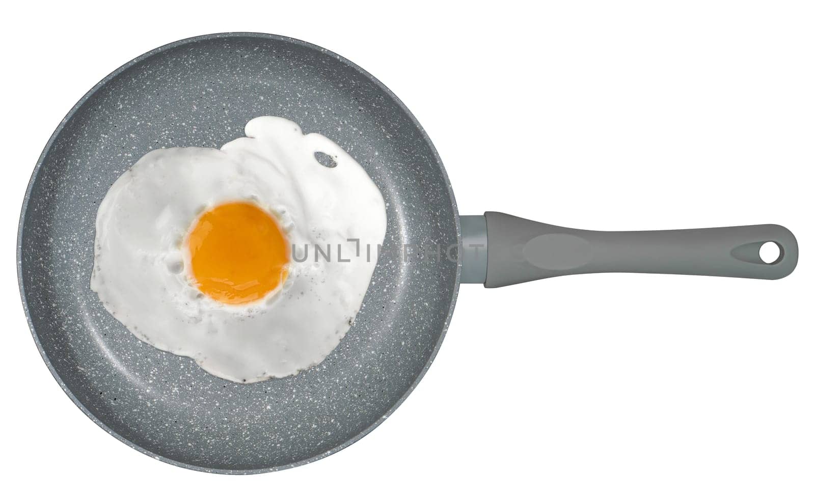 scrambled eggs on a frying pan, on a white background in isolation by A_A