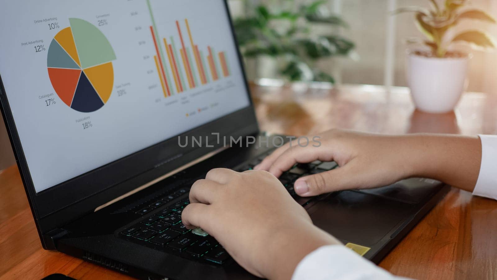 Human hand working on computer. business concept and communication technology by Unimages2527