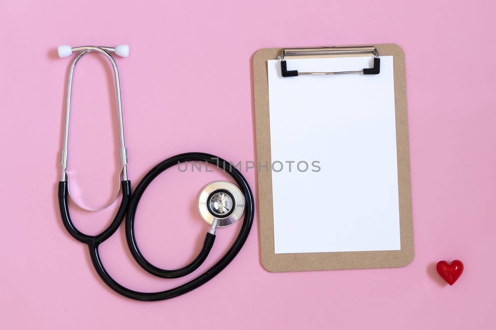 Prescription for medication cardiologist. Congratulation for nurse, doctors, medics day, space for text, pink background by Ri6ka