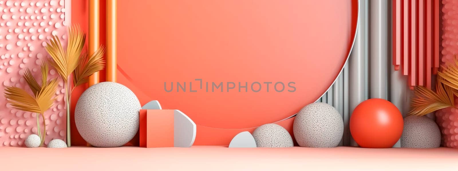 interior memphis style, banner with copy space, made with Generative AI. High quality illustration