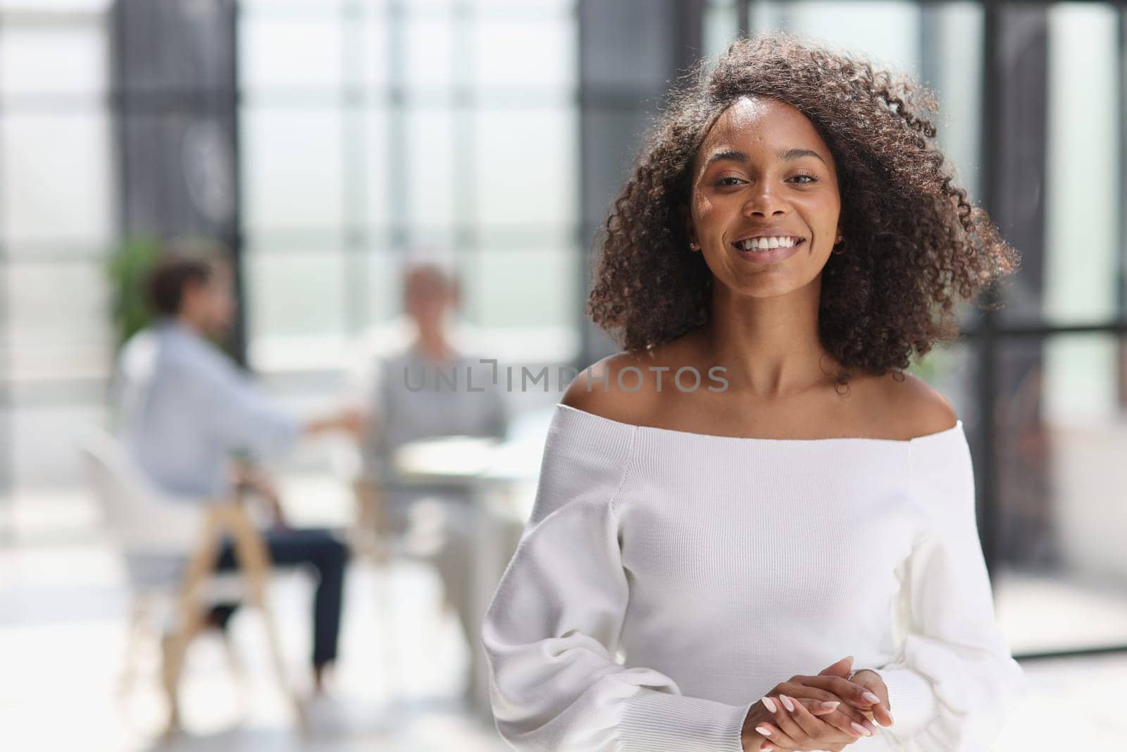 Portrait of an African American young business woman working in the office