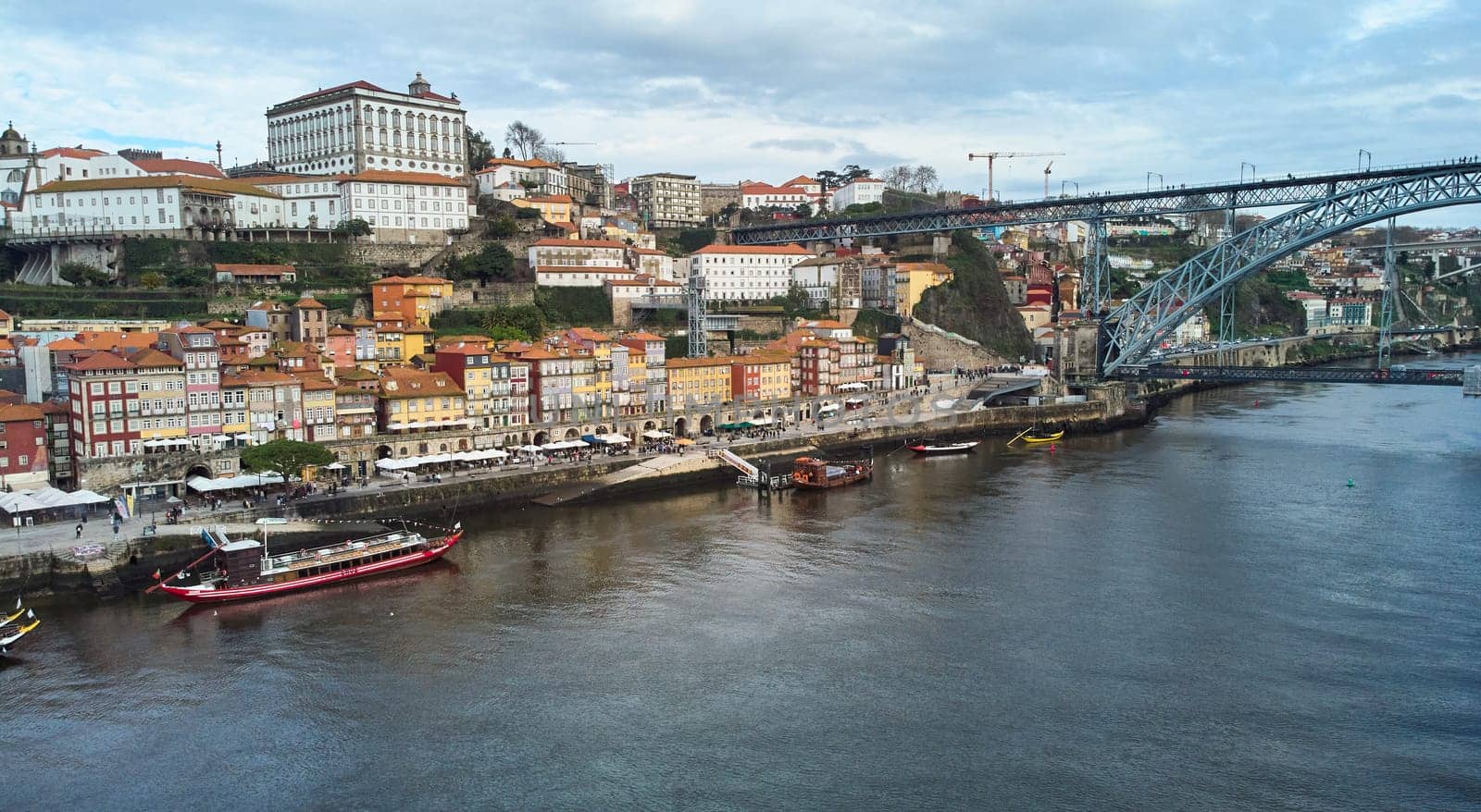 Porto, Portugal - 12.25.2022: Aerial view of the old city and the Don Luis bridge in Porto by driver-s