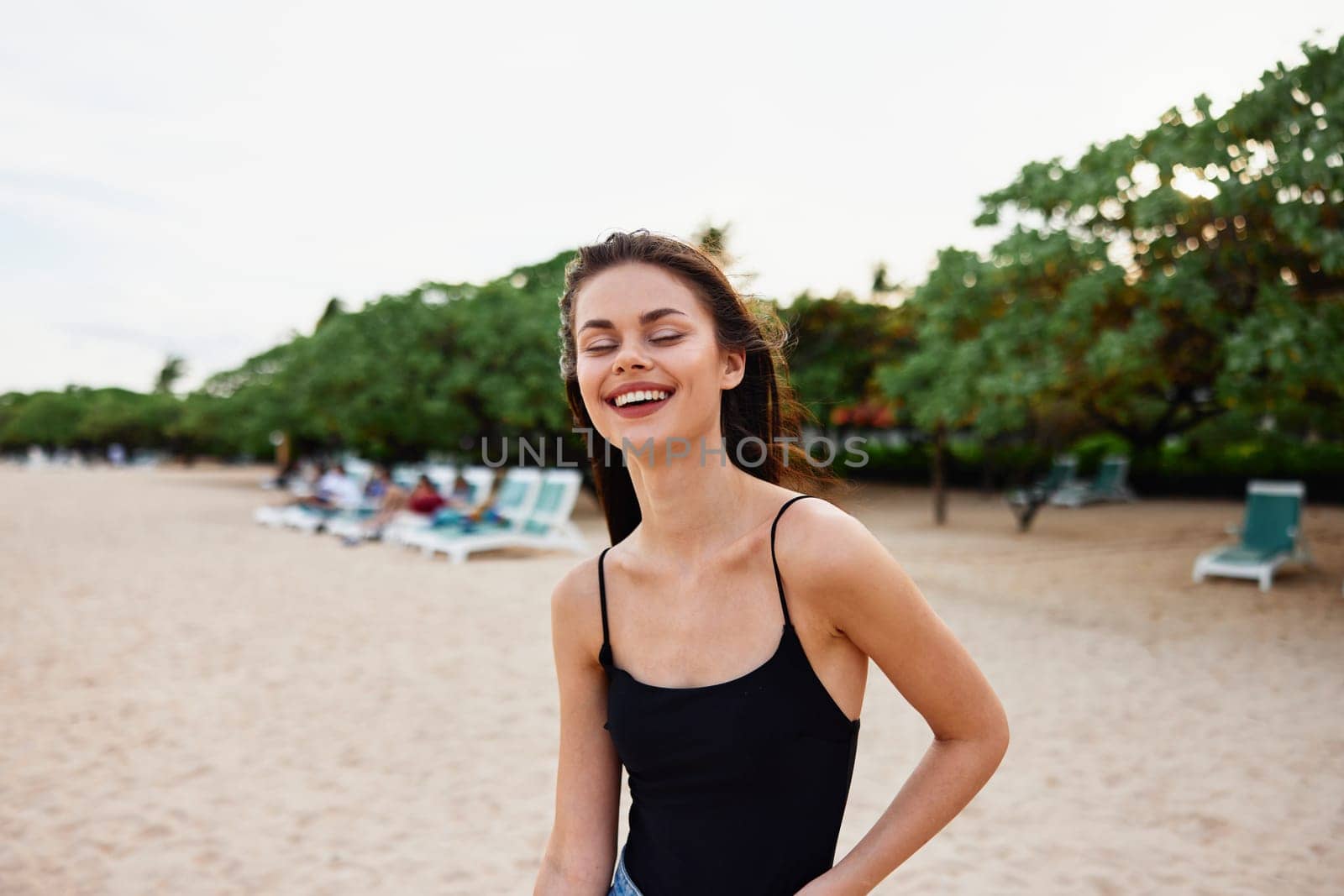 woman vacation ocean sand nature summer leisure young beach smile sea by SHOTPRIME