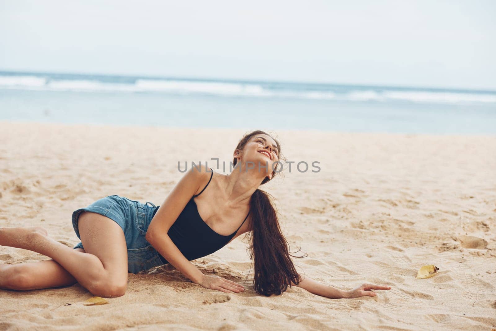 freedom woman sand travel beach smile vacation nature sitting sea lifestyle by SHOTPRIME