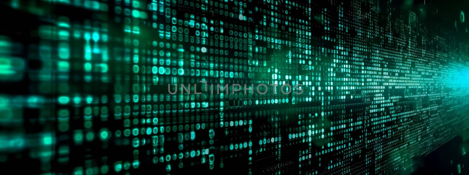matrix, code virtual computer system, banner and background with copy space, made with Generative AI by Edophoto