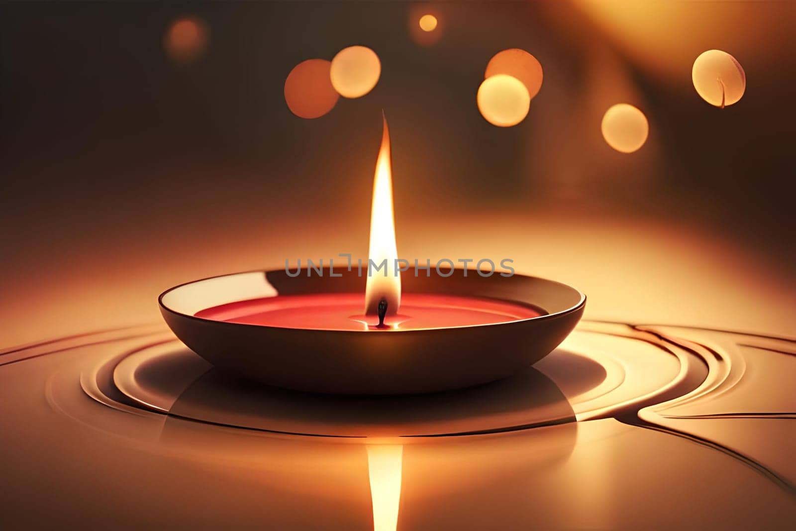 3D rendering indian lamp for diwali celebration on soft background ethereal. Colorful particle effects in the background. Gold filigree on a indian lamp. AI-generated Digital Art
