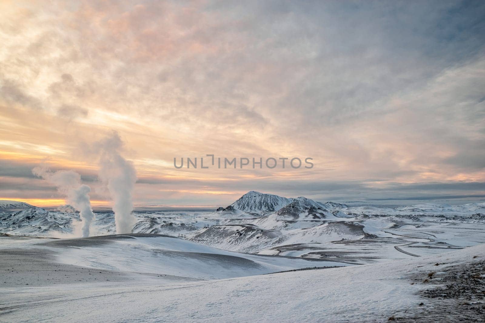Steaming fumaroles from a geothermal spring at Hverir, Iceland by LuigiMorbidelli