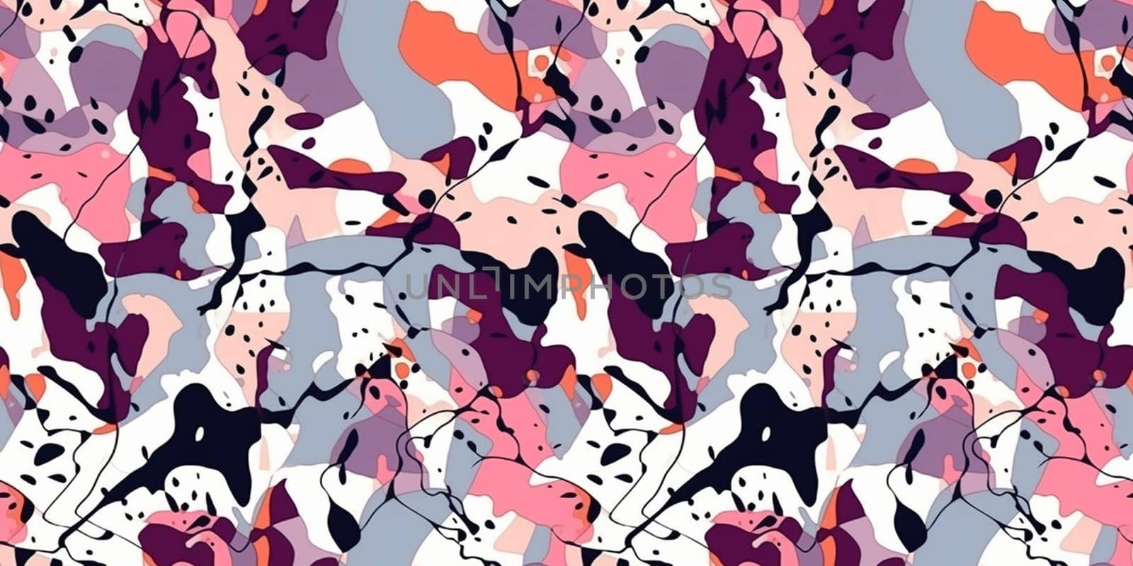 Seamless pattern: abstract oil and watercolor painting, paint blots and expressive line. AI by maclura