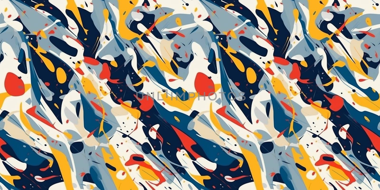Seamless pattern: abstract oil and watercolor painting, paint blots and expressive line. AI by maclura
