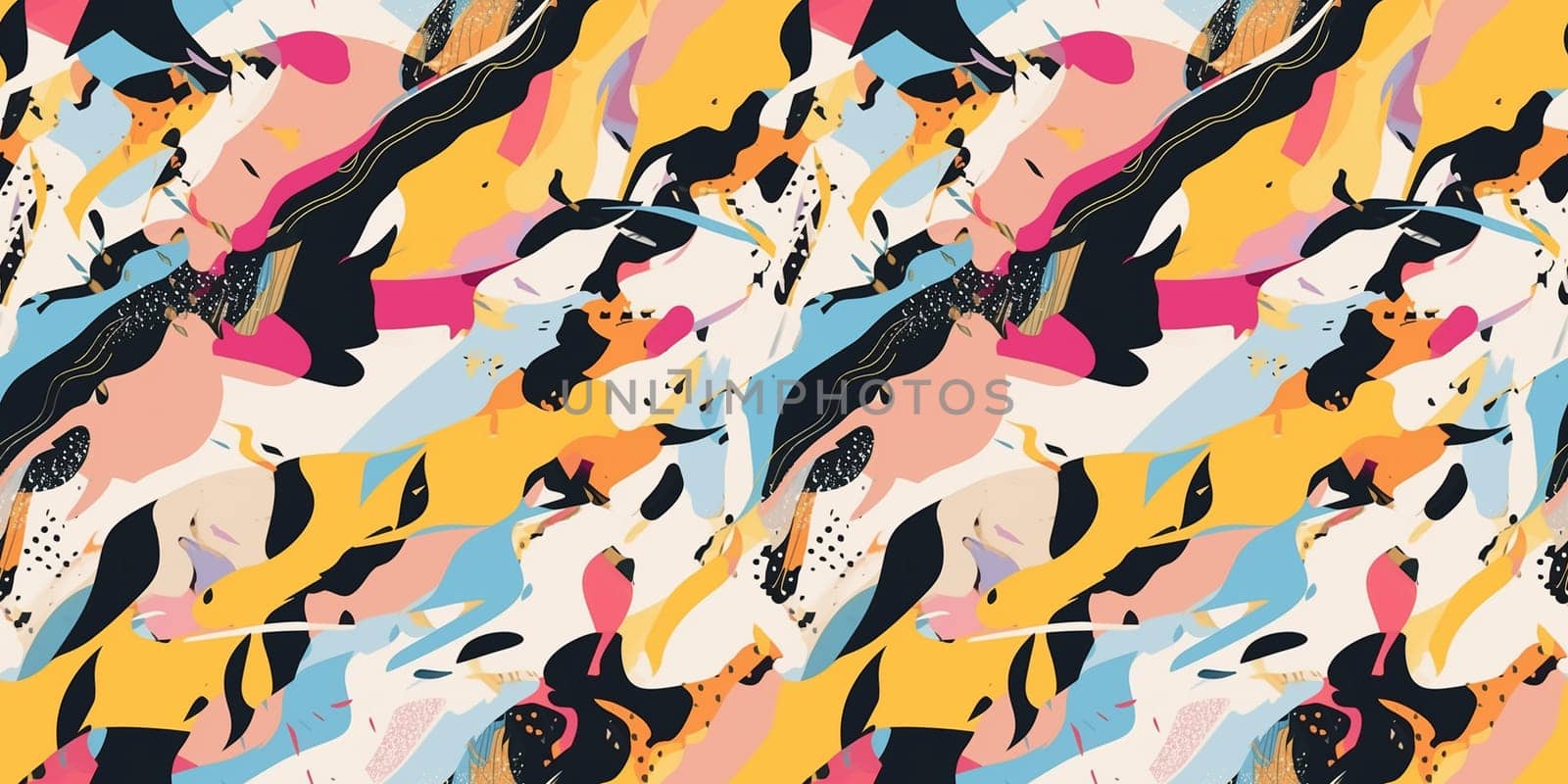 Seamless pattern: abstract oil and watercolor painting, paint blots and expressive line. generation AI