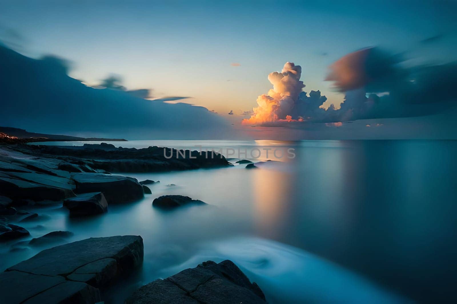 Moonlight in ocean landscape. Bright full moon over the sea by milastokerpro