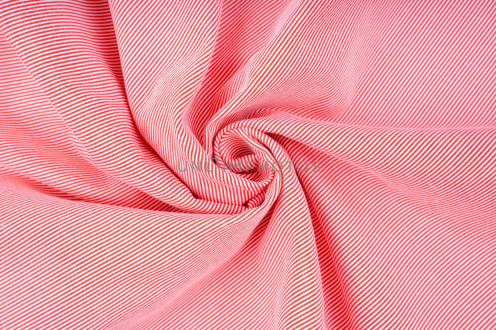 Top view of white and red striped cloth.