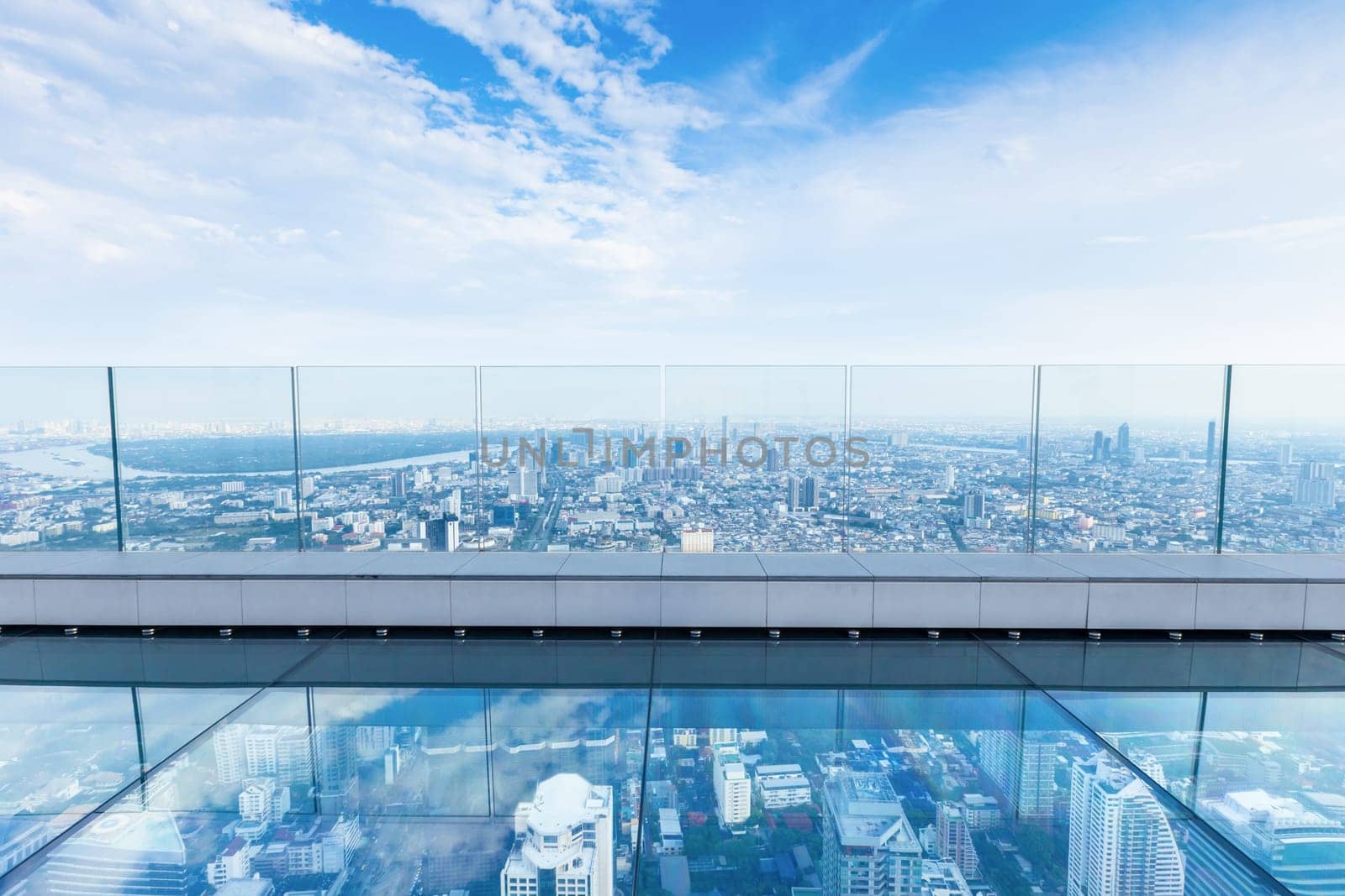 BANGKOK, THAILAND - APRIL 30, 2022, Roof top for see bangkok city view of the King Power Mahanakhon building the new high building in Thailand.