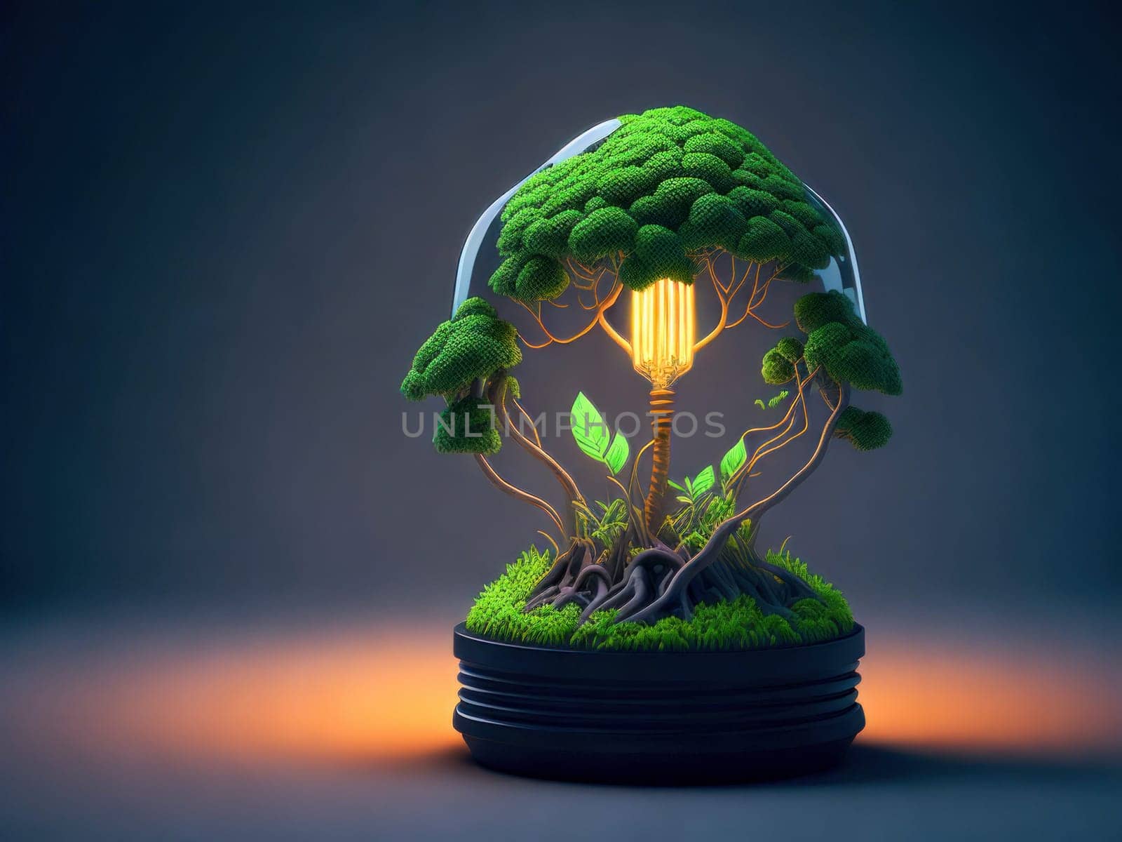 Eco friendly lightbulb with new growth, concept of Renewable Energy and Sustainable Living. concept business energy in nature on the world. Generative Ai