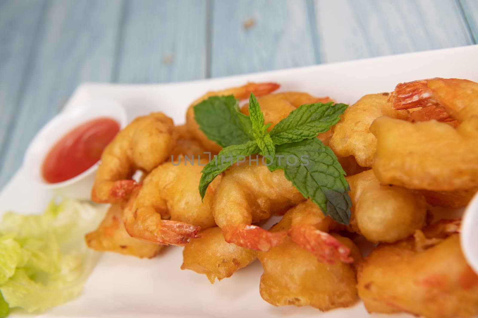 Recipe for shrimp fritters in sweet and sour sauce, High quality photo