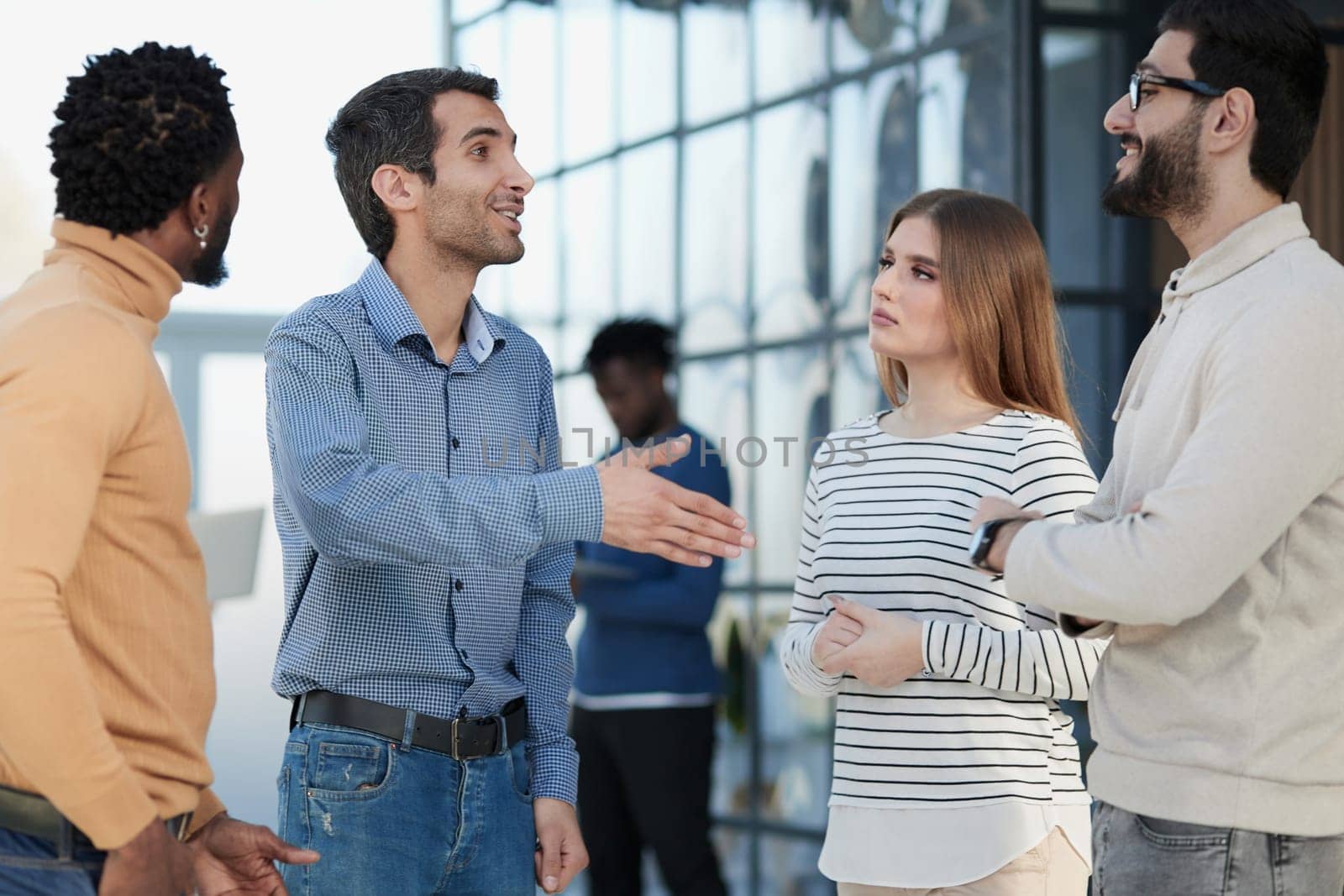 man distributing ID cards to professionals for seminar