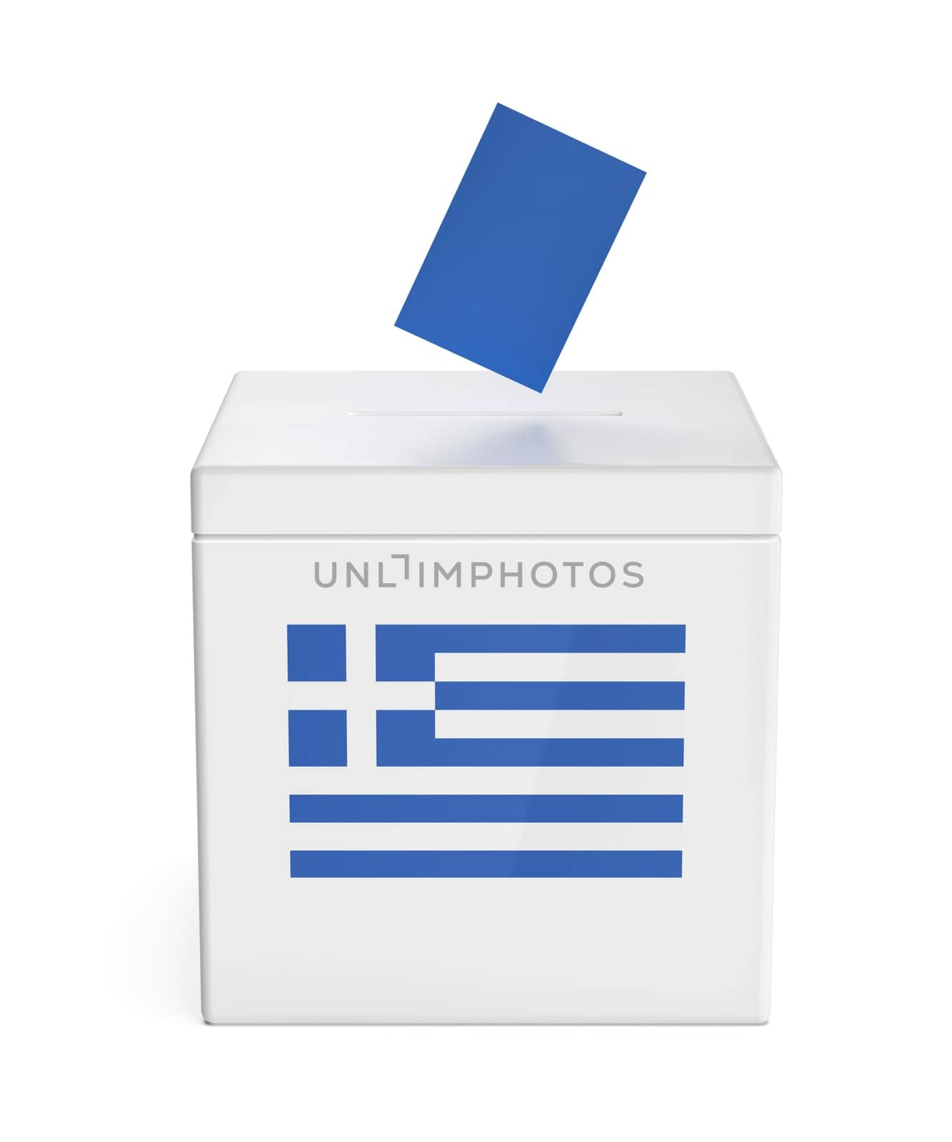 Ballot box with Greek flag, concept image for elections in Greece