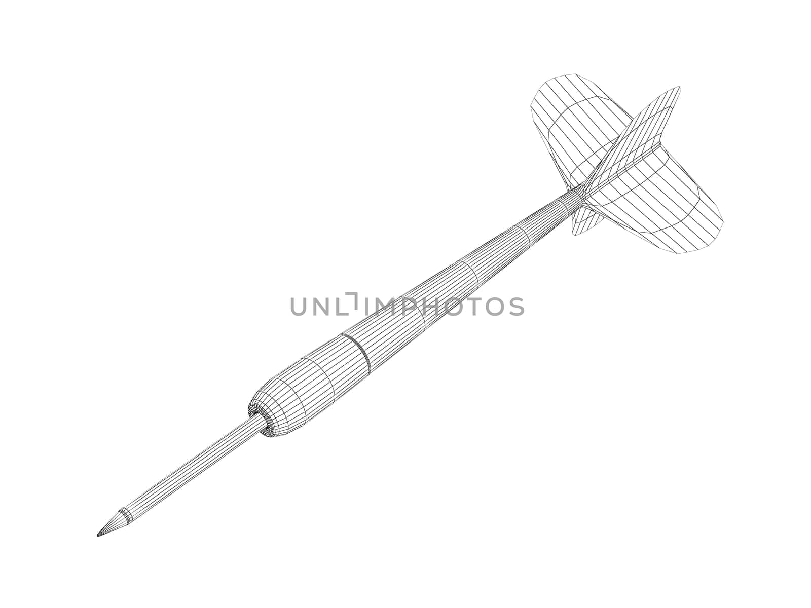 3D wire-frame model of dart arrow