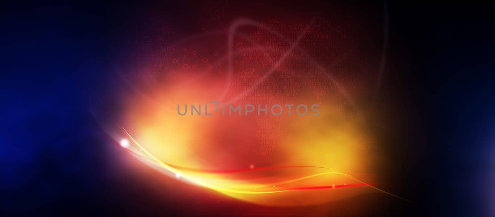 Abstract illustration. Red flash of light and numbers on dark blue background