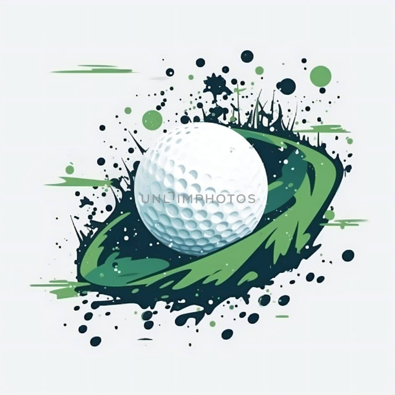 golf ball icon with long shadow. flat style illustration