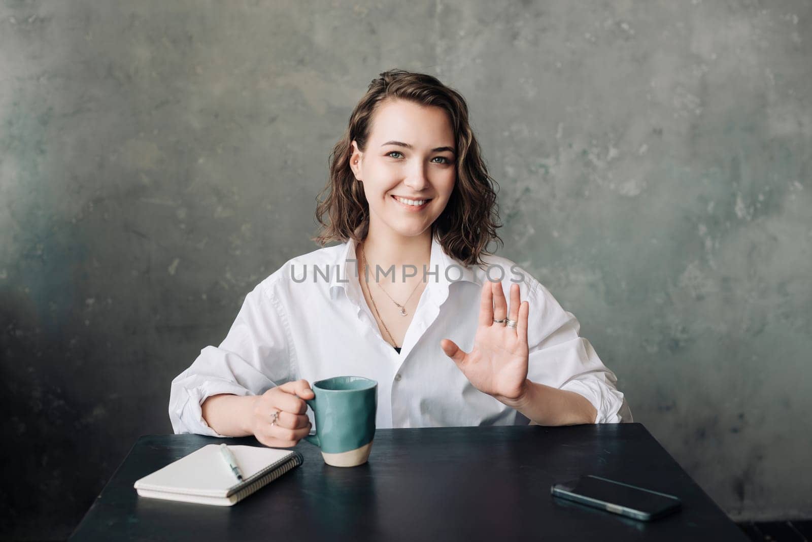 Virtual Business Communication: Elegant Woman Engaging in a Web Camera Video Conference from Home or Office - Modern Remote Work Concept.