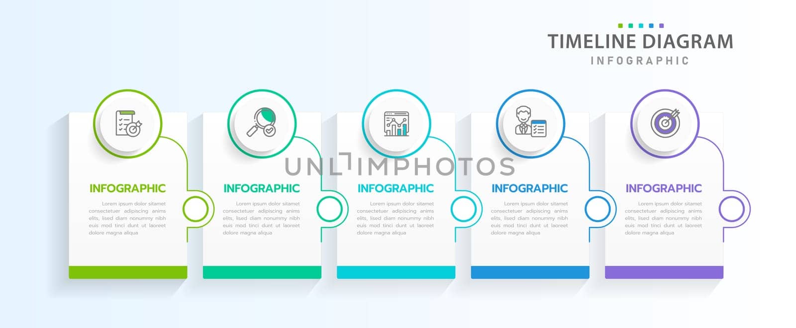 Infographic template for business. 5 Steps Modern Timeline diagram with rectangle roadmap concept, presentation vector infographic. by Infowizard