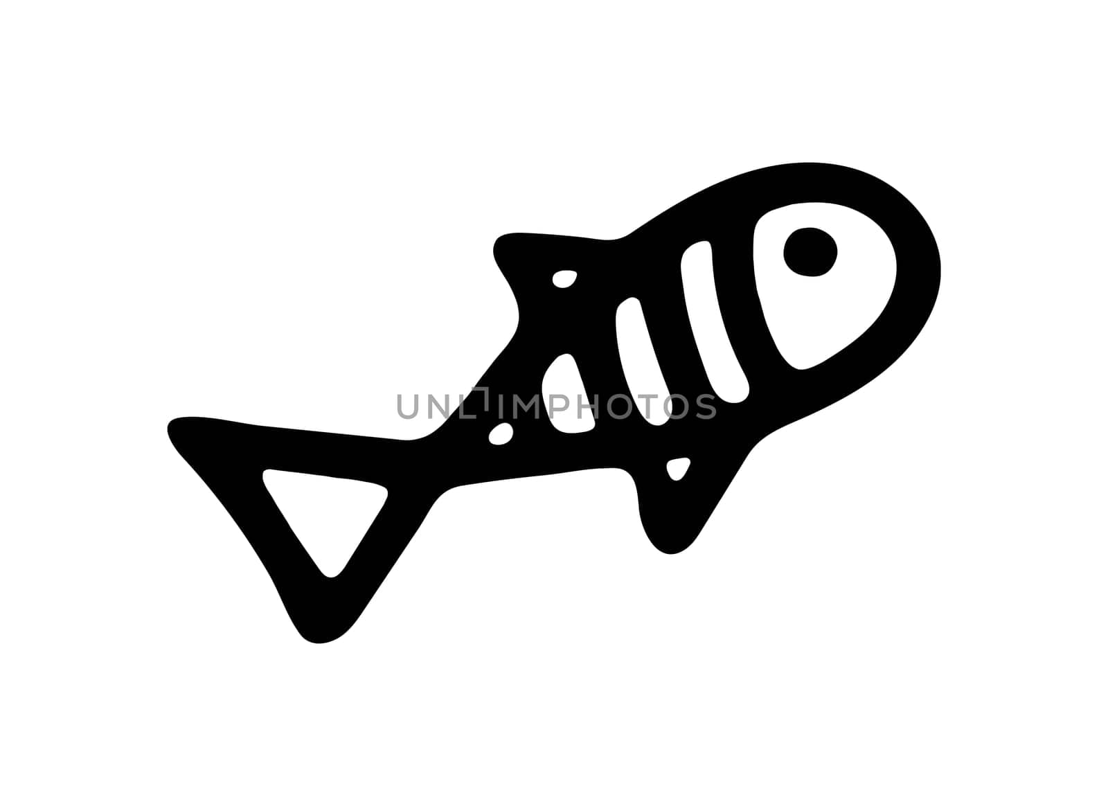 Black and White Fish Illustration Isolated on White Background. Clipart Fish Illustration.