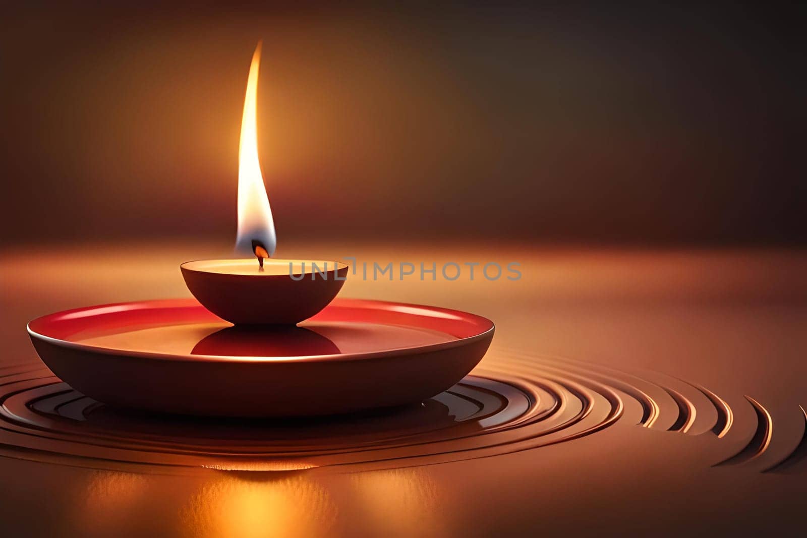 3D rendering indian lamp for diwali celebration on soft background ethereal. Colorful particle effects in the background. Gold filigree on a indian lamp. AI-generated Digital Art