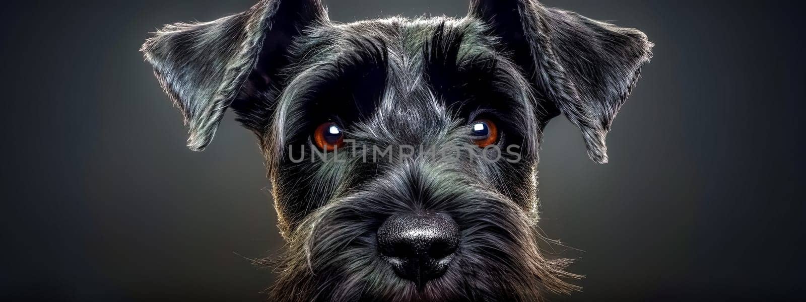 cute dog, black schnauzer, banner, made with Generative AI. High quality illustration