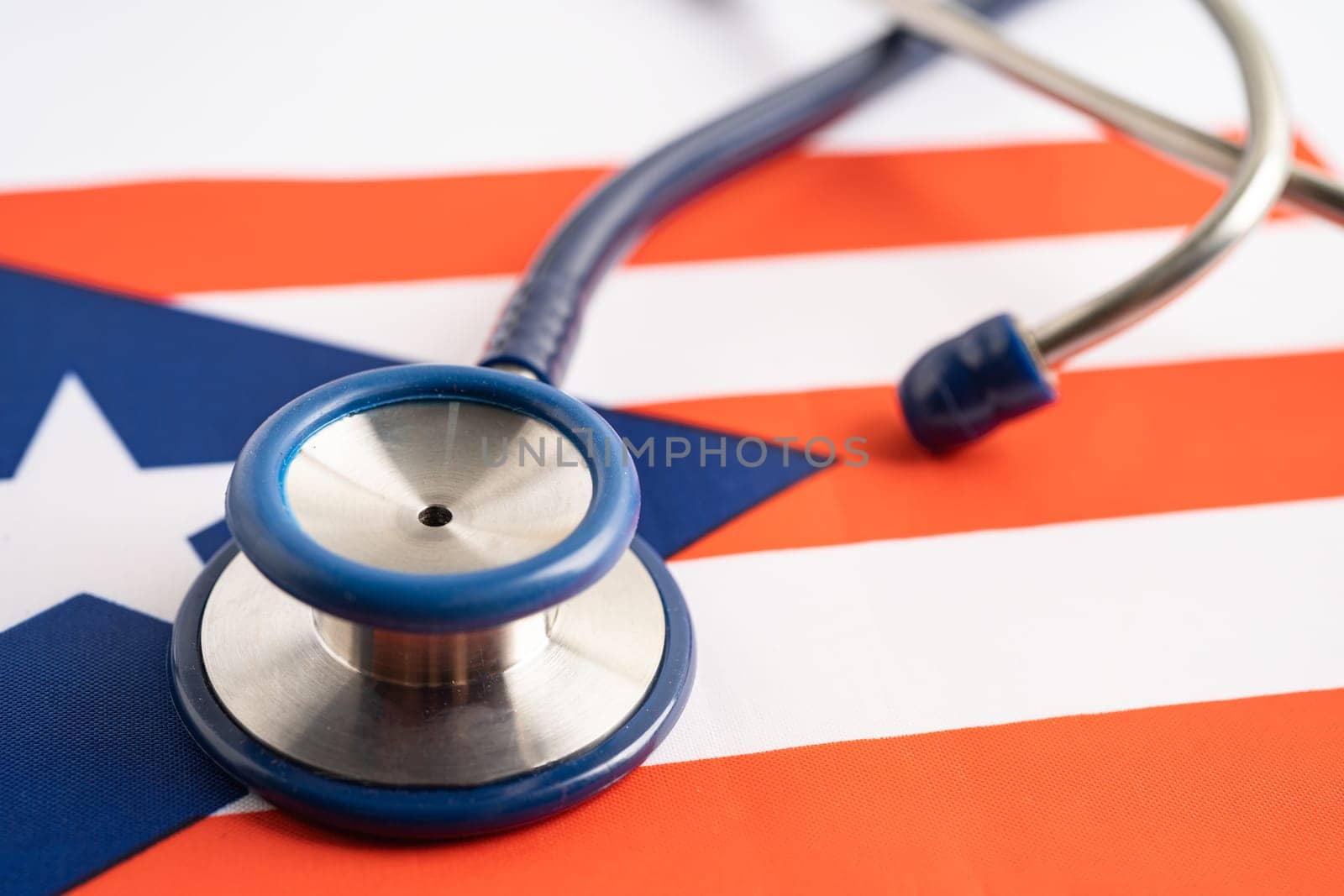 Stethoscope on Cuba flag background, Business and finance concept.