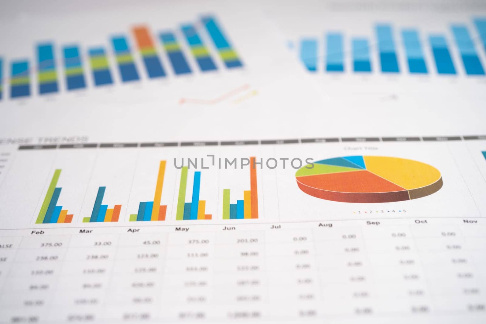 chart or graph paper. Financial, account, statistics and business data concept.