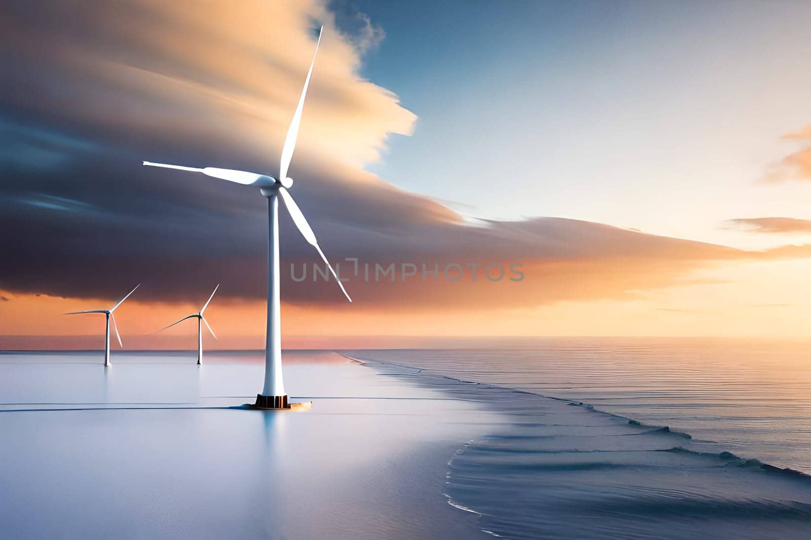 Panoramic view of wind farm with high wind turbines by milastokerpro