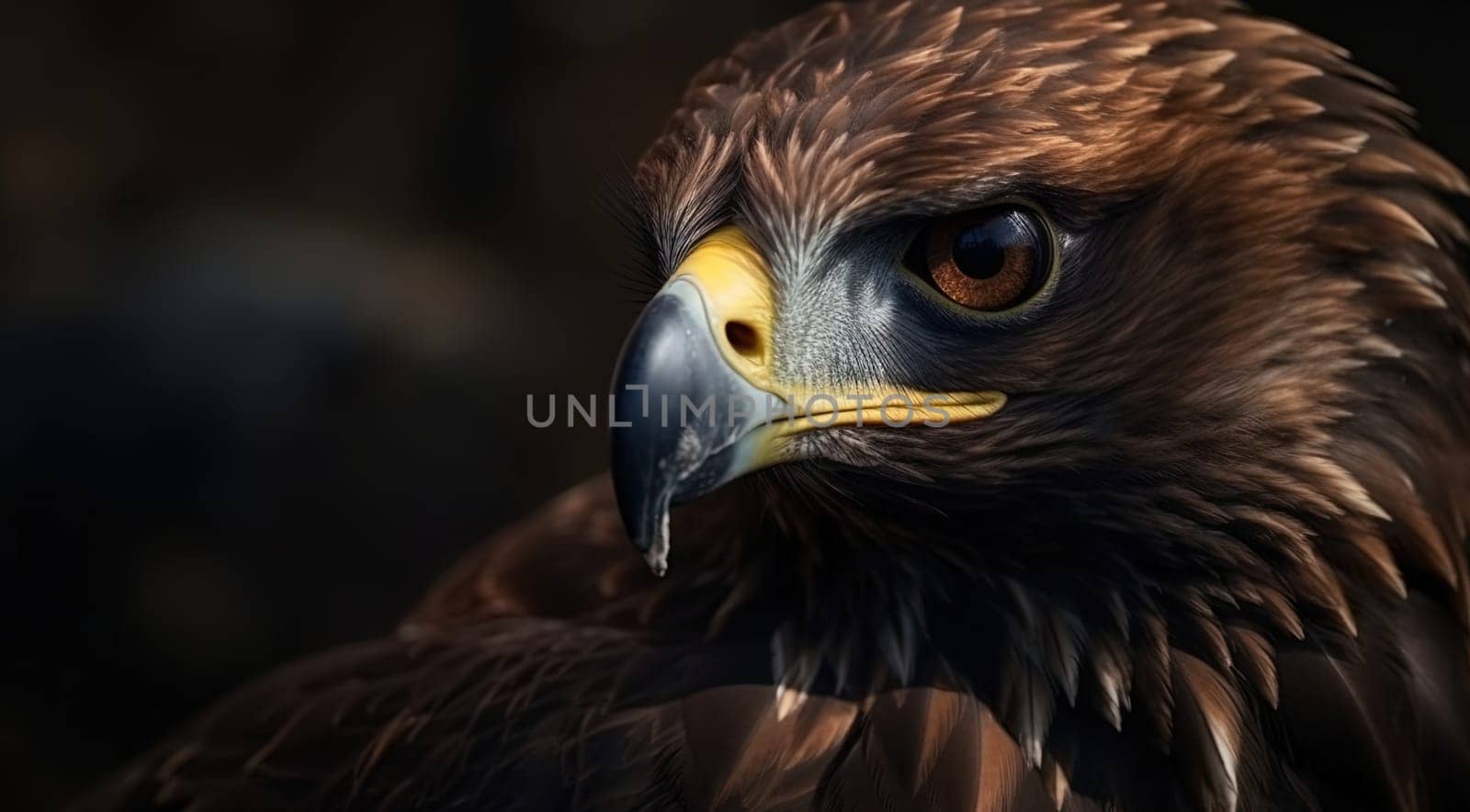 A close-up portrait of a steppe eagle. Generative AI.