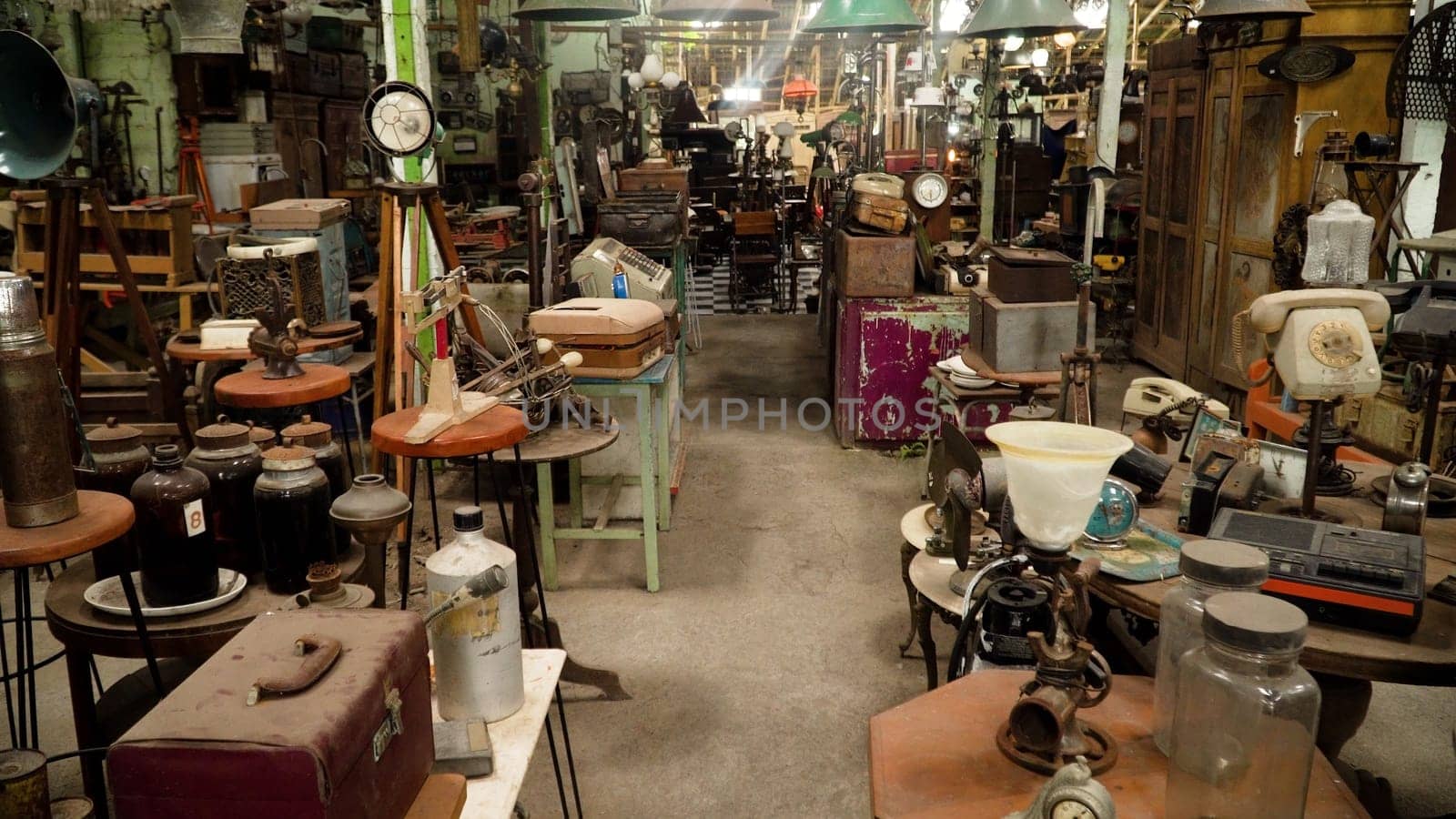 antique street shop with old, vintage items. antiques for sale. Bali Indonesia