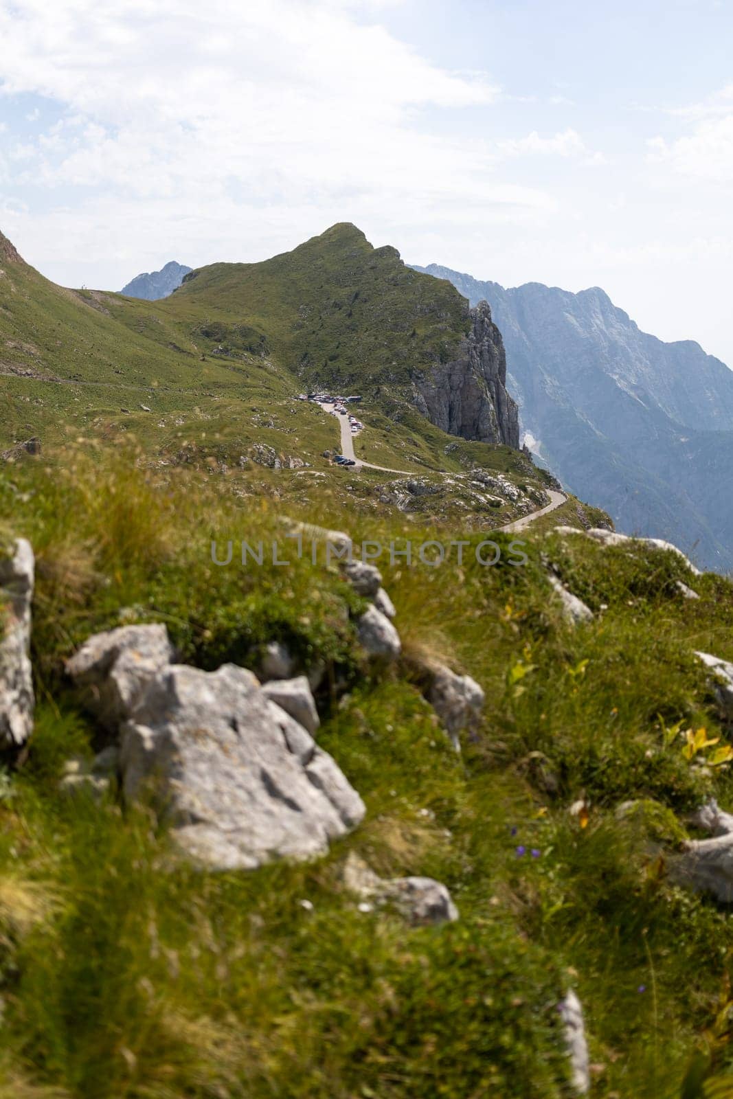 beutiful lanscape Slovenian Alps Mangart mount High quality photo