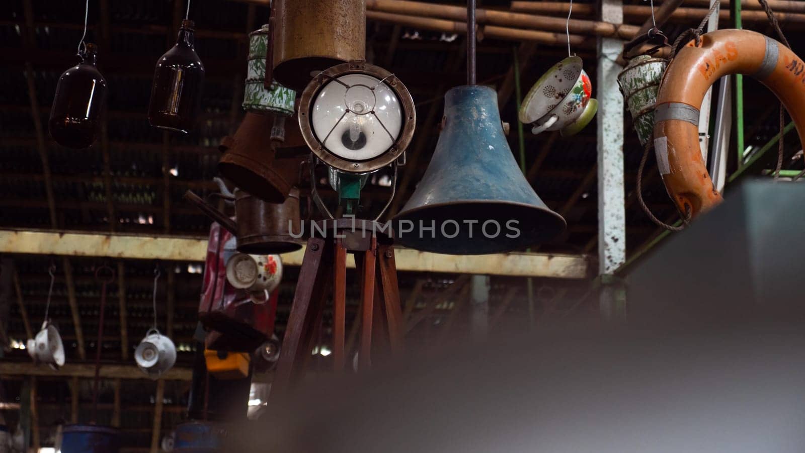 antique street shop with old, vintage items. antiques for sale. Bali Indonesia