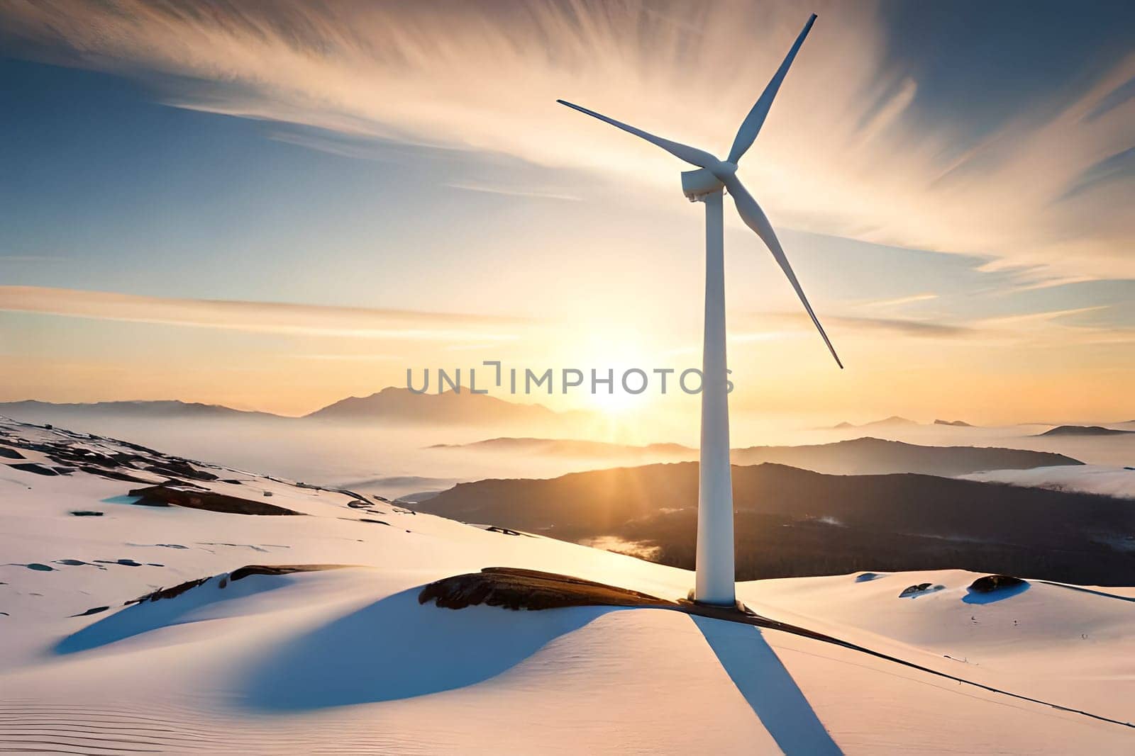 Panoramic view of wind farm with high wind turbines by milastokerpro