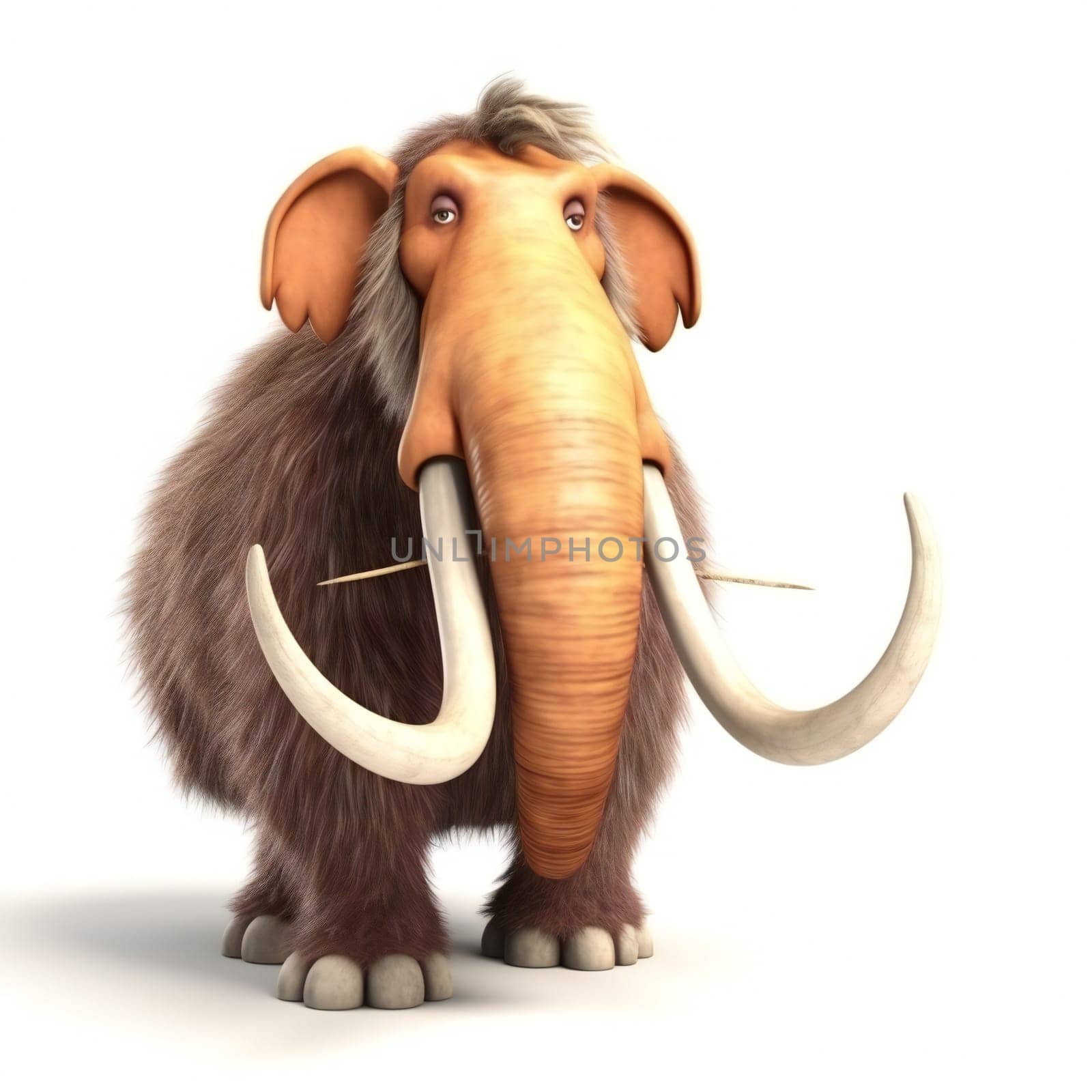 funny mammoth isolated on white background