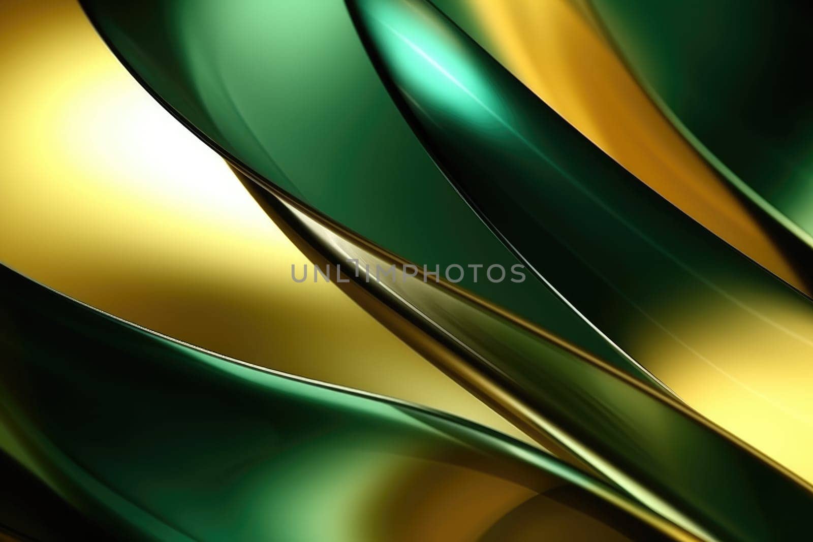 beautiful contemporary art in resin art technique. Abstract painting with epoxy resin, greens and gold. Generative AI