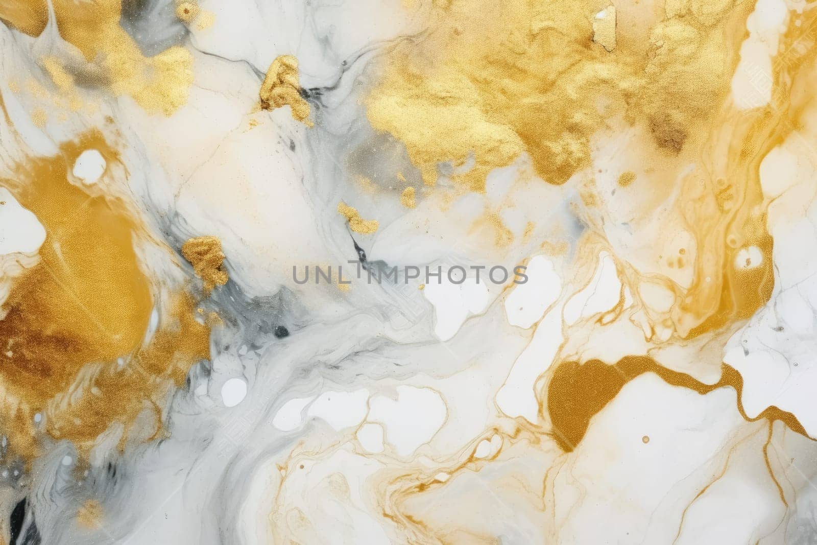 Abstract painting with epoxy resin, whites and gold, Generative AI by Desperada