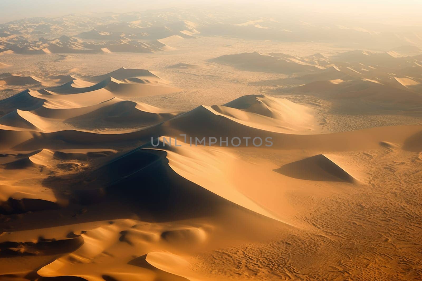 Aerial view of sand dunes in desert, AI Generated