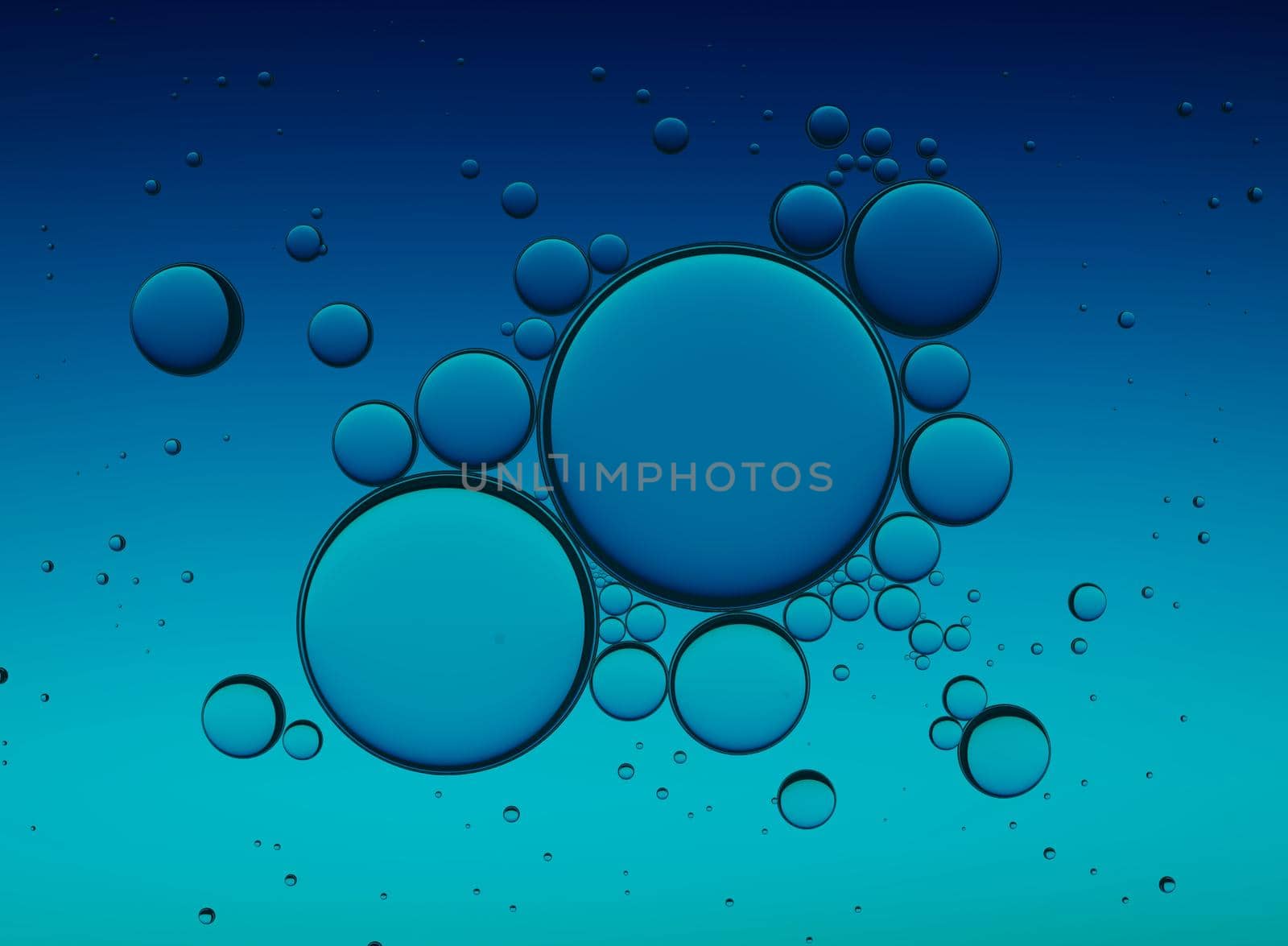 Oil Bubbles Isolated on White Background, Closeup Collagen Emulsion in Water. Illustration.