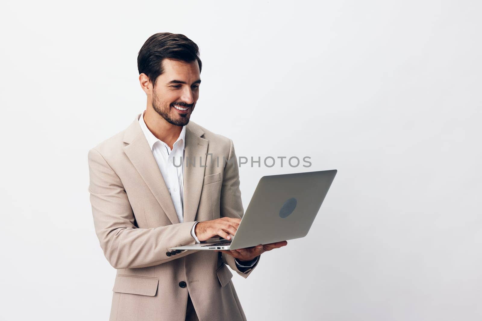 internet man suit computer business job smiling notebook copyspace freelancer laptop by SHOTPRIME