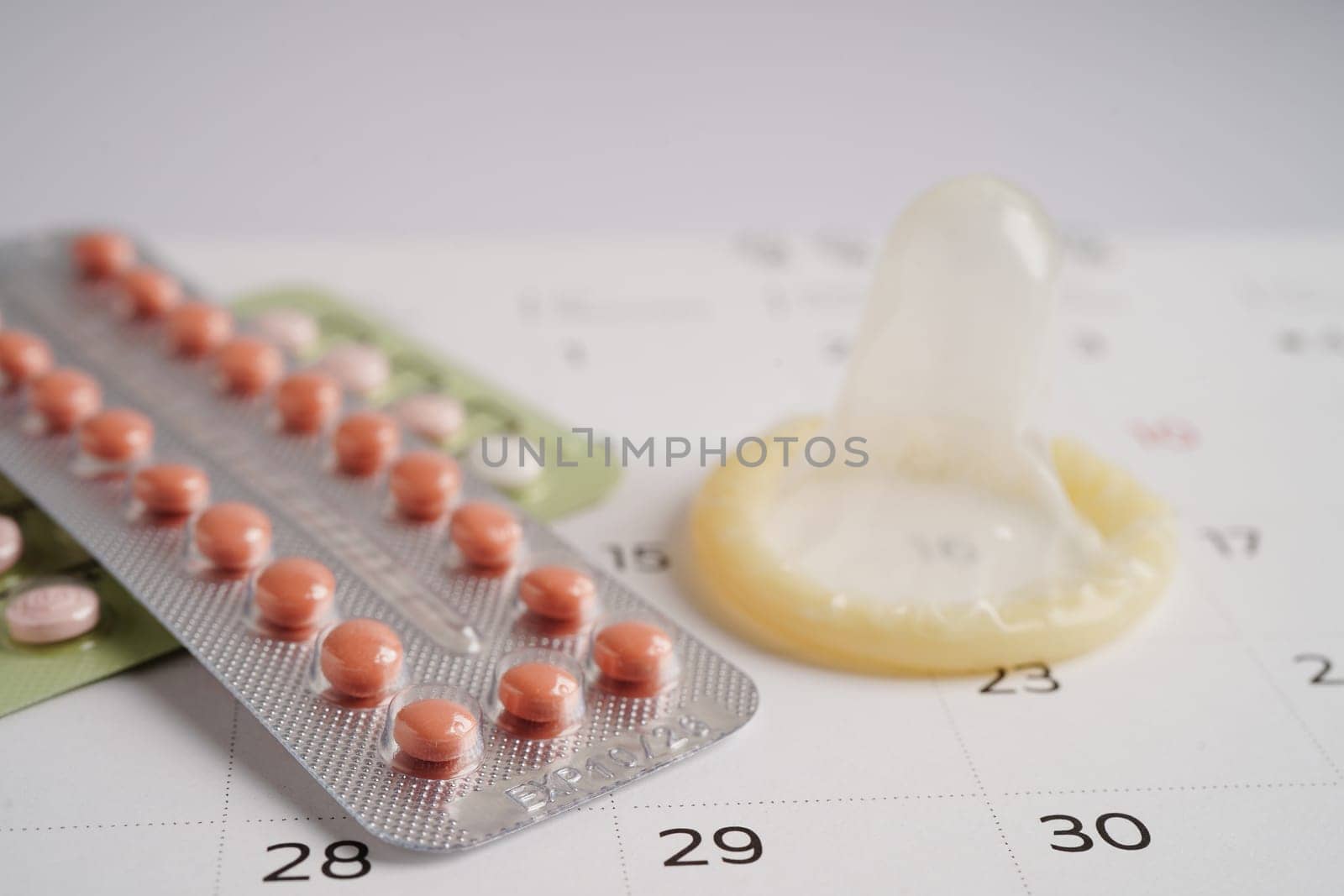 Condom and birth control pills for prevent infection, safe sex  and birth control.