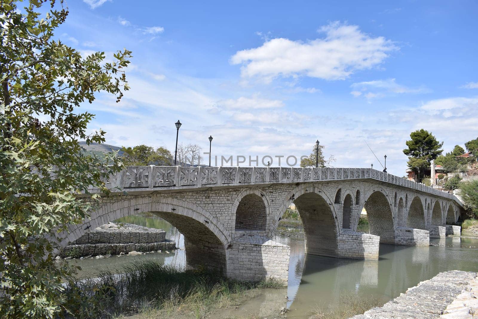 Gorica Bridge in the museum city of Berat. One of the oldest bridges in Albania.